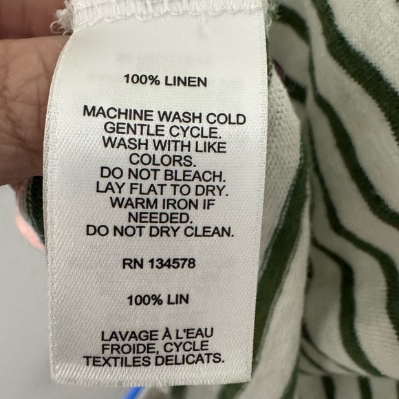 Vineyard Vines‎ Green & Cream Linen Striped Tee Size L - Picture 5 of 5